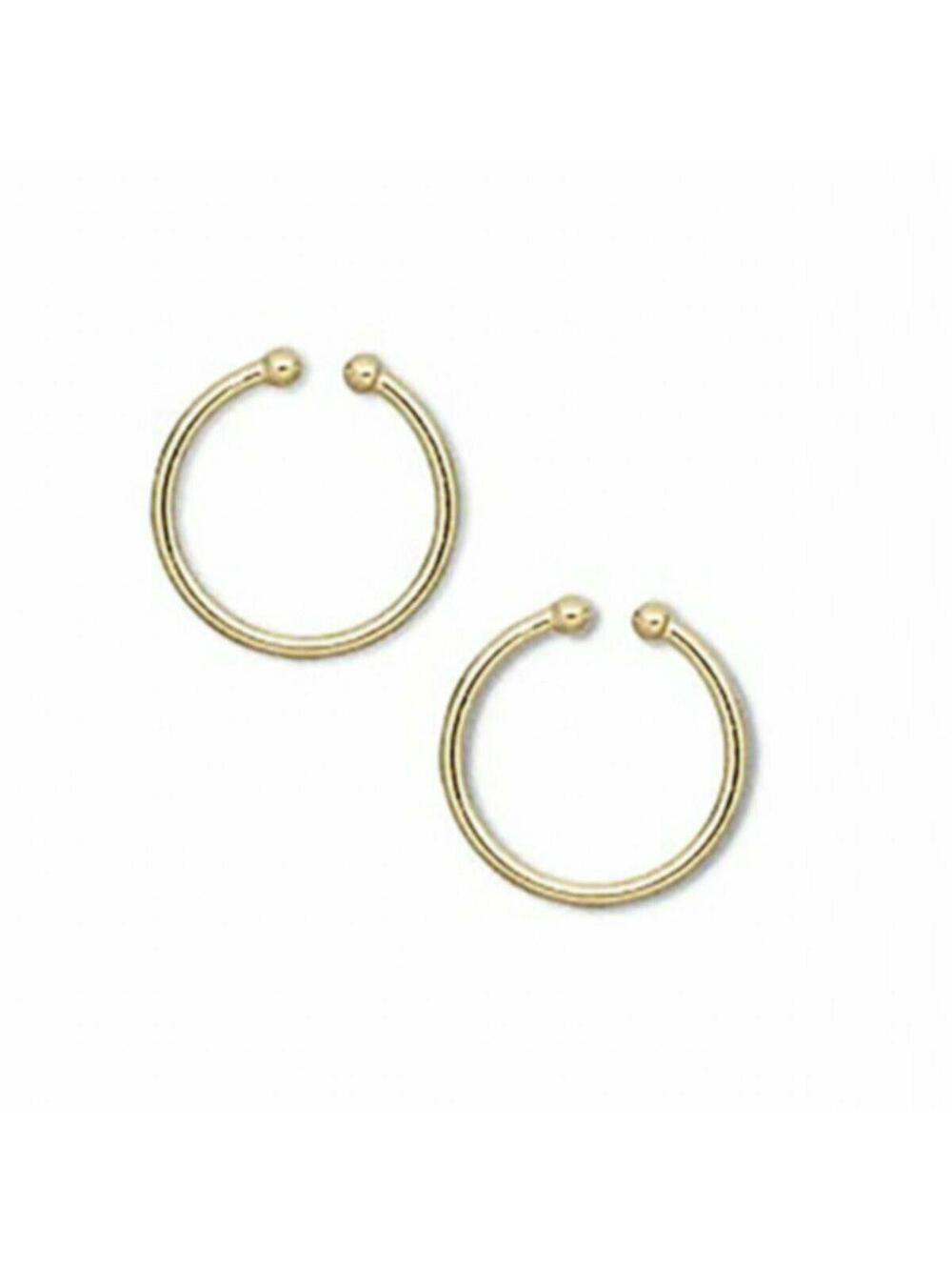 Clip On Hoop Earrings Gold Plated Sleek Pierced Look 15mm 0.6" Diameter Dangle